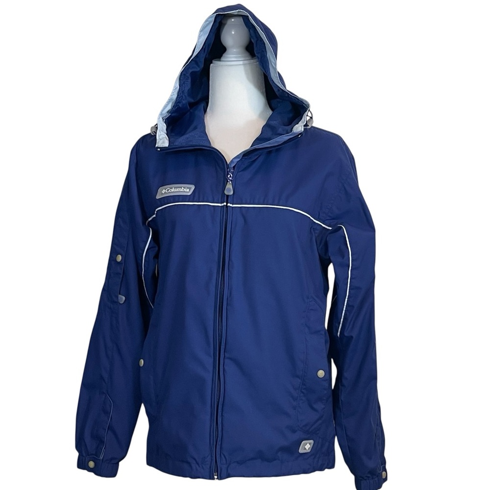 Columbia Blue Lightweight Nylon Full Zip Windbreaker Jacket Outdoors Casual